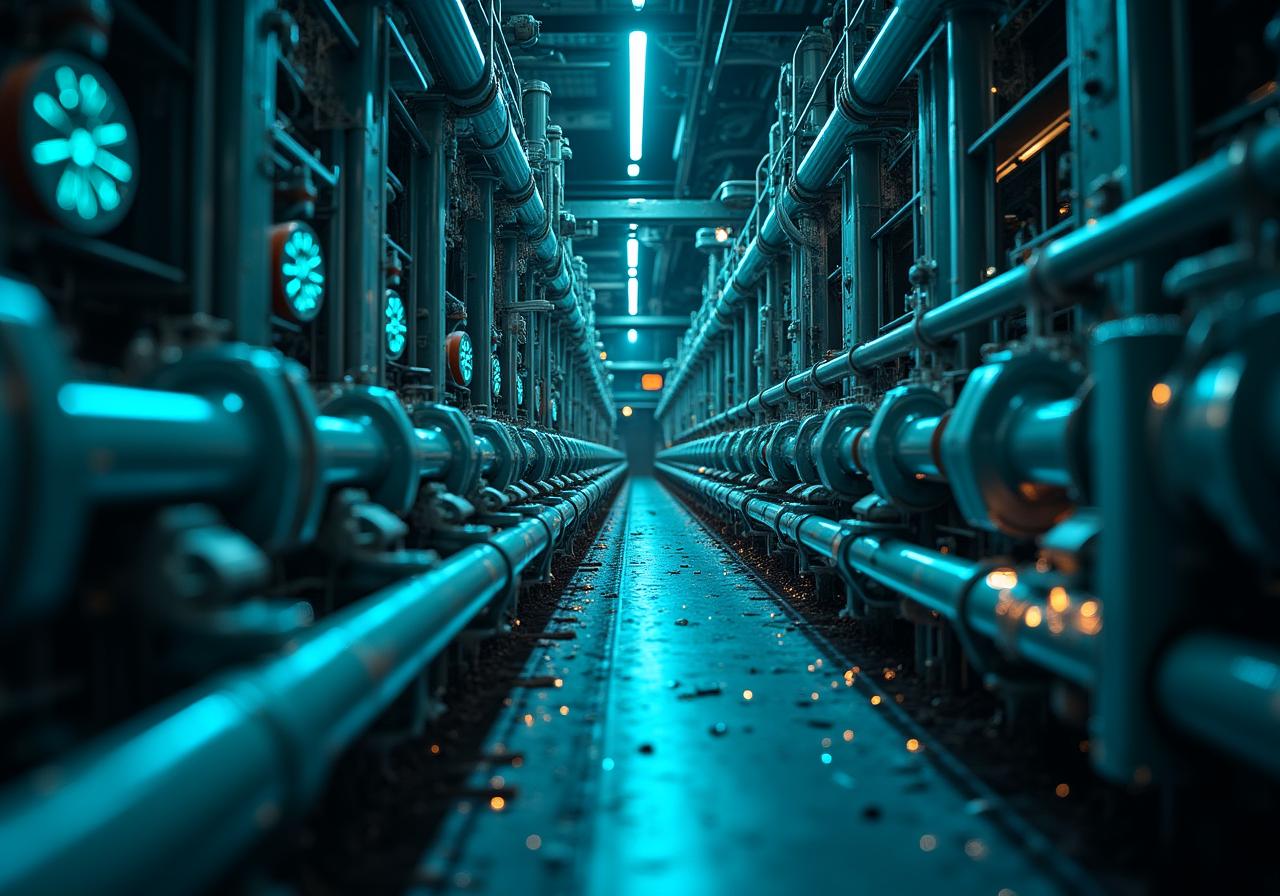 Illustration einer hochmodernen, automatisierten Mineralverarbeitungsanlage
